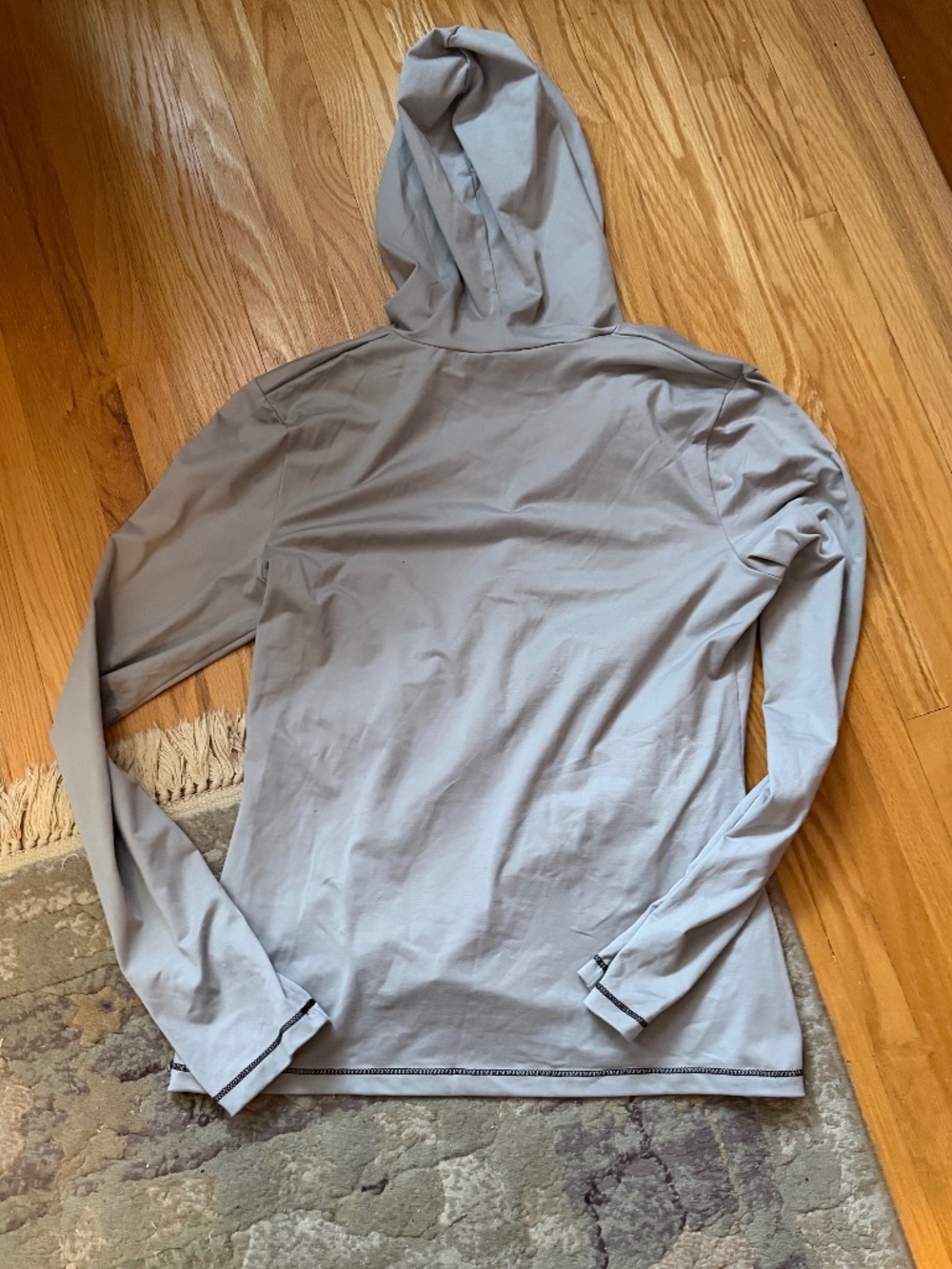 Light Grey Stretch Yoga Hoodie Top - size large - Picture 3 of 5